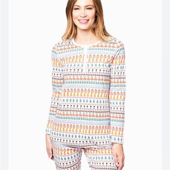 Roller Rabbit Other - NWOT Roller Rabbit Bands Weave Henley Pajama Top in Woodland Animals Christmas